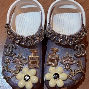 Stylish custom crocs with Chain and charms